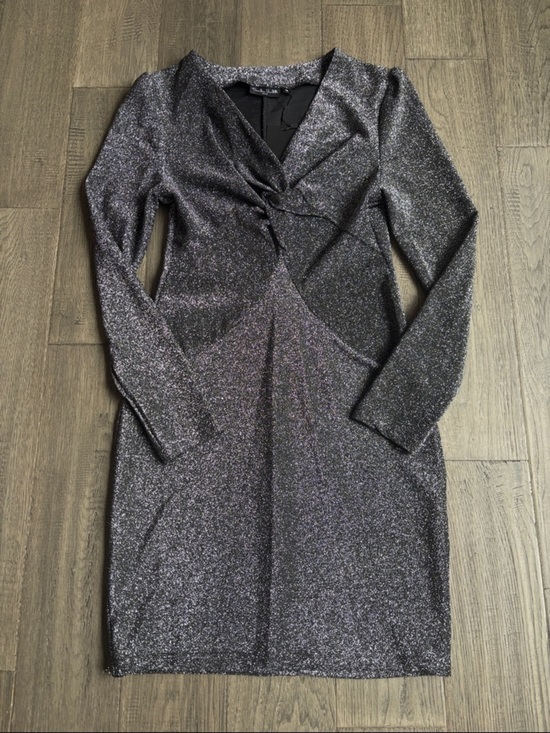 Sandra Venditti Dresses & Skirts - Sandra Venditti | NWT Sparkle Metallic Long-Sleeve Sheath Dress Black Silver Med